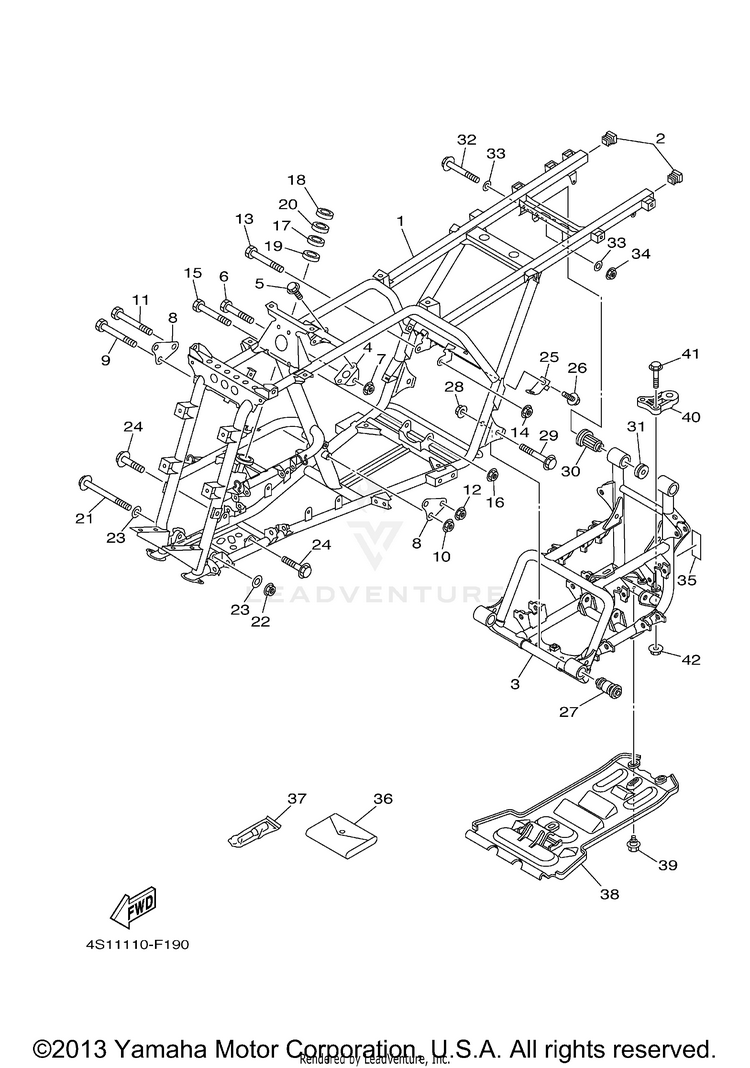 Frame BIG BEAR 400 4WD - YFM40FBYB - 2009 Schematic
