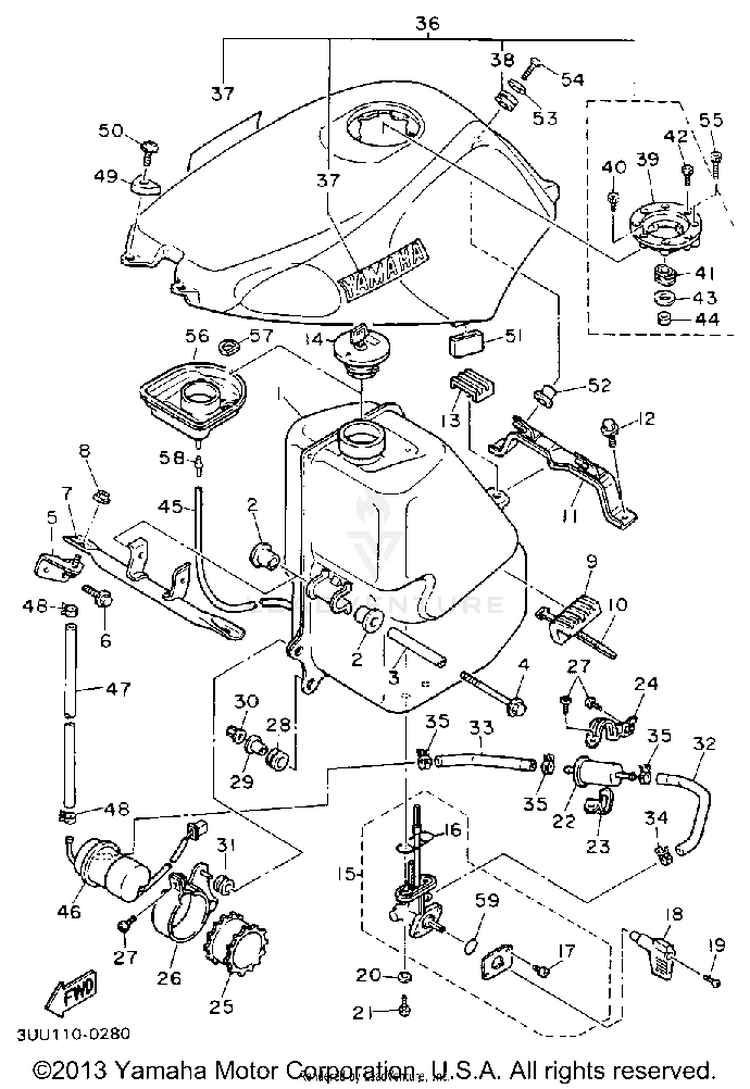 Fuel Tank 1 FZR600RAC - 1990 Schematic