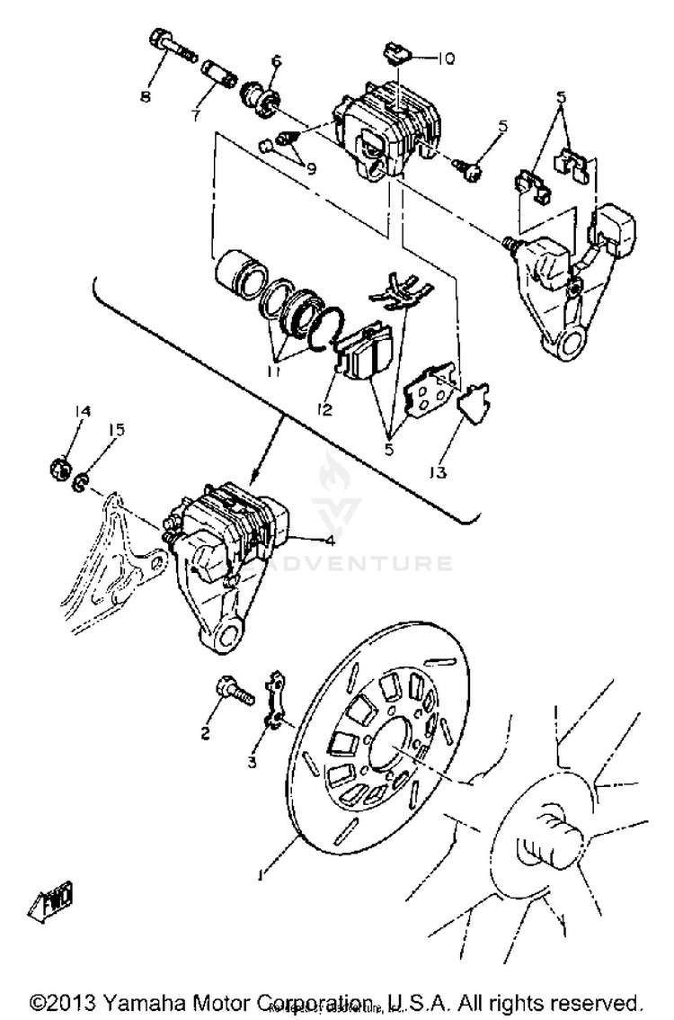 Rear Brake Caliper XS1100LG - 1980 Schematic