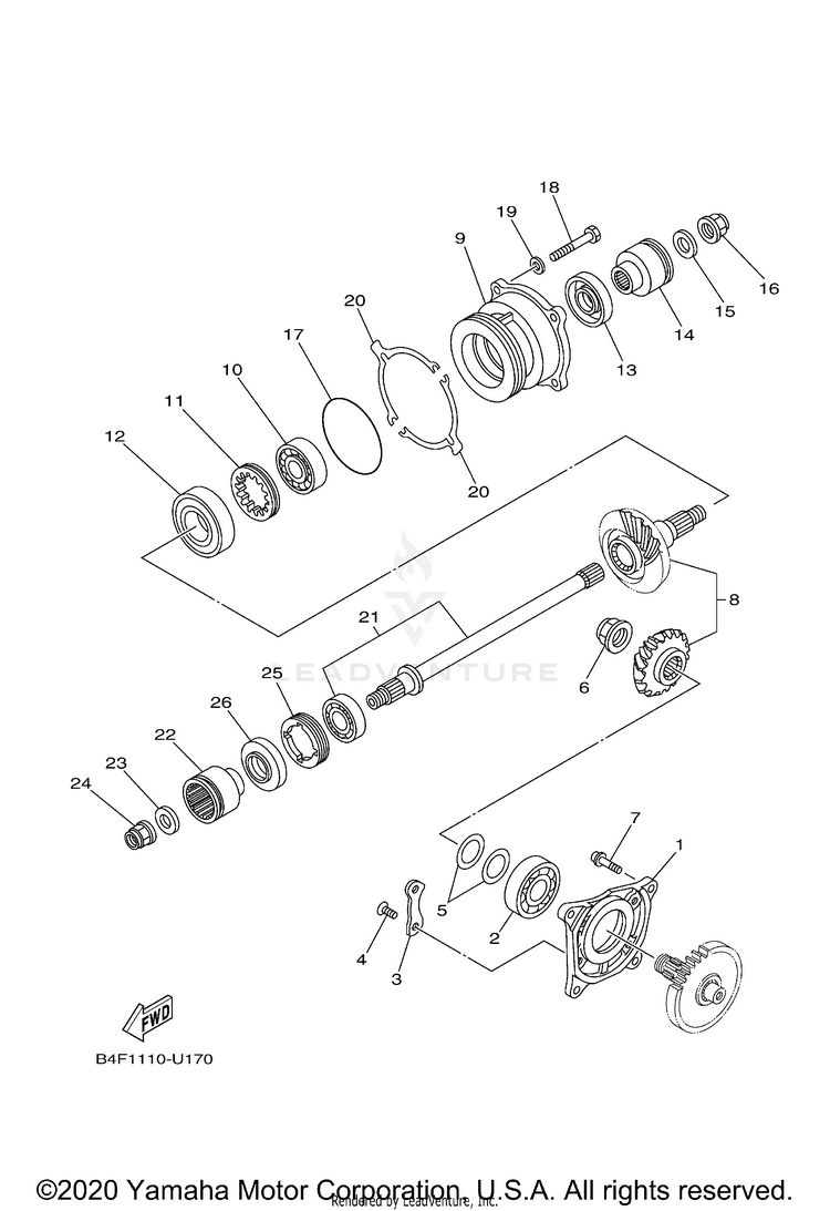 Middle Drive Gear GRIZZLY EPS HUNTER - YFM70GPHLH - 2020 Schematic