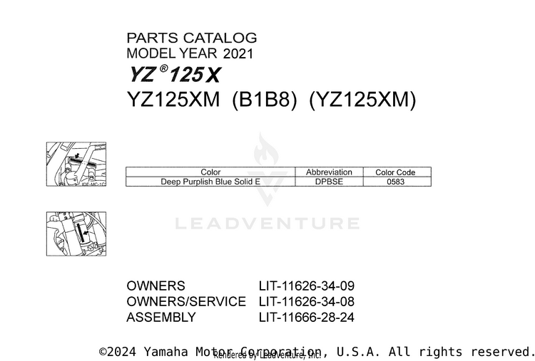 2021 Yamaha YZ125X OEM Parts