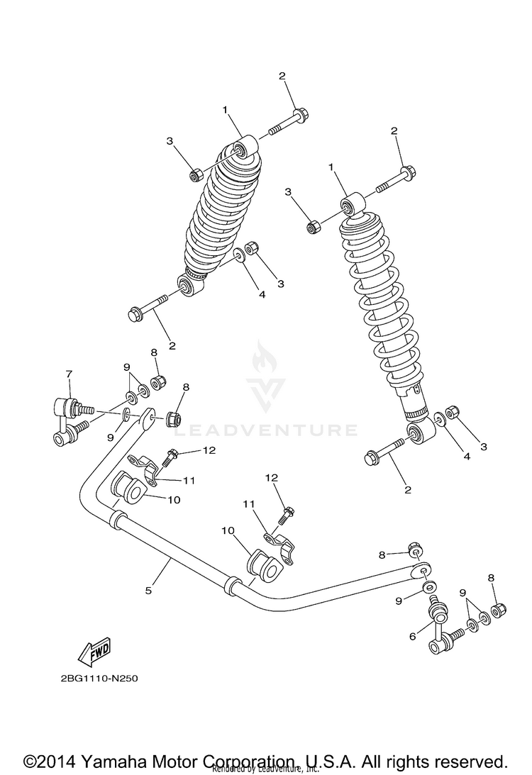 Rear Suspension GRIZZLY 700 EPS 4WD - YFM700PFG - 2015 Schematic