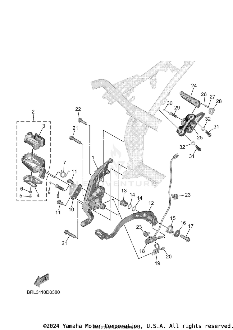 Stand & Footrest 2 TENERE 700 WORLD RAI - XTZ7WRTCB - 2026 Schematic