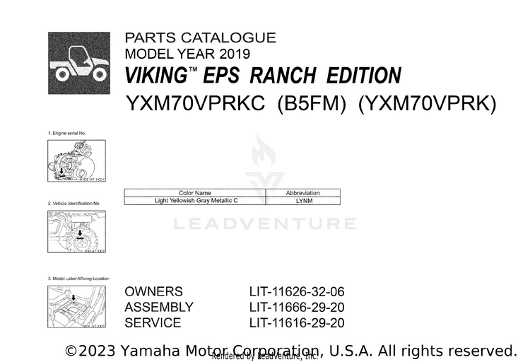 1 Title Page VIKING EPS RANCH EDI - YXM70VPRKC - 2019 Schematic