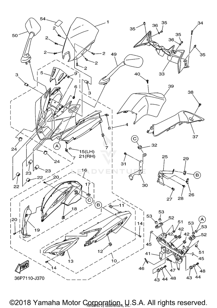 Cowling 1 FZR6 - FZ6RECR - 2014 Schematic