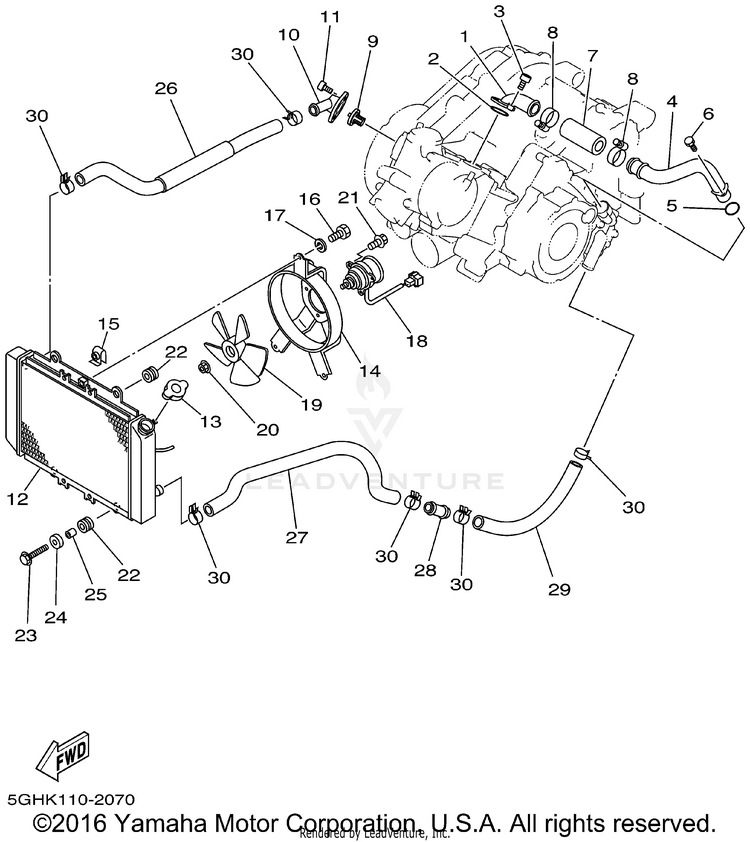 Radiator Hose KODIAK 4WD - YFM400FAP - 2002 Schematic