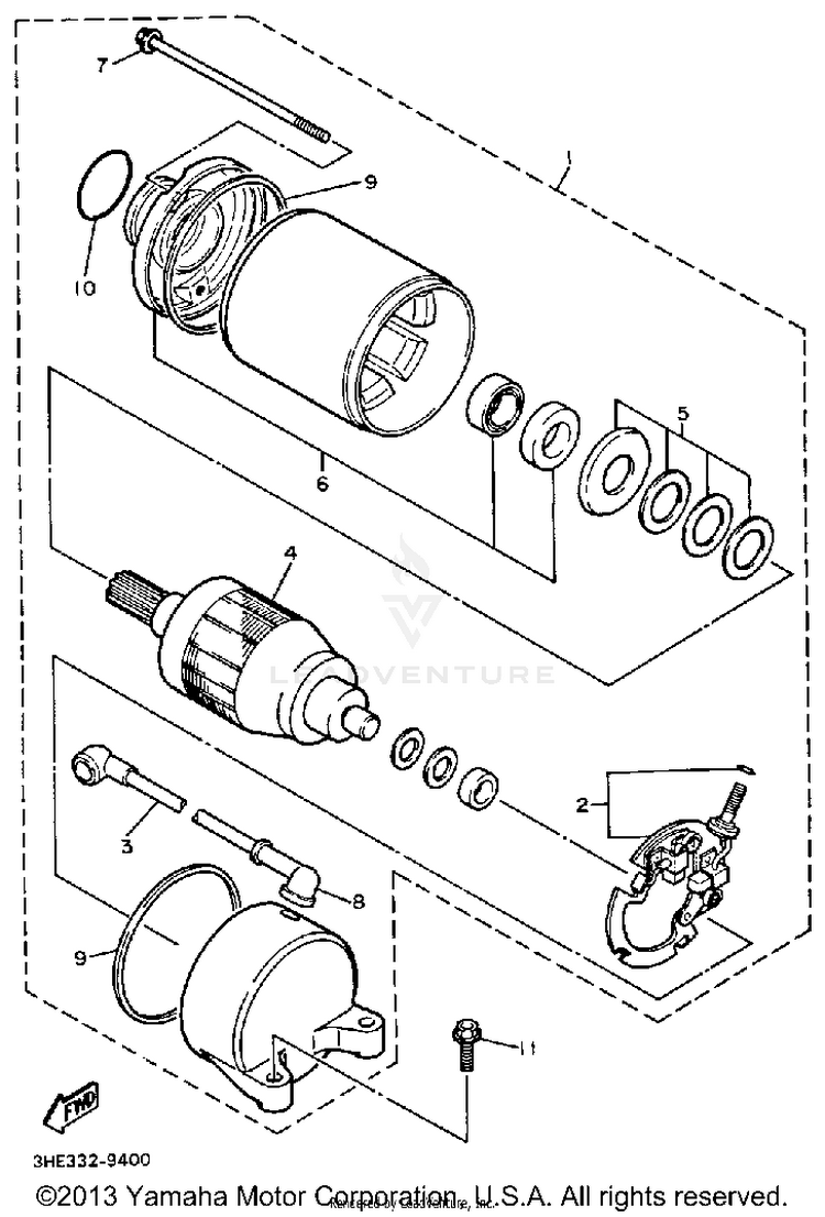 Starting Motor FZR600AC - 1990 Schematic