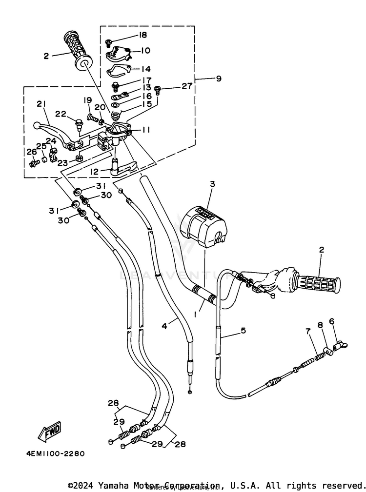 Steering Handle - Cable Schematic