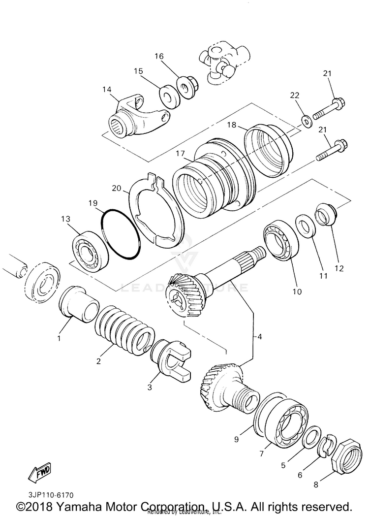 Middle Drive Gear V-MAX - VMX1200MC - 2000 Schematic