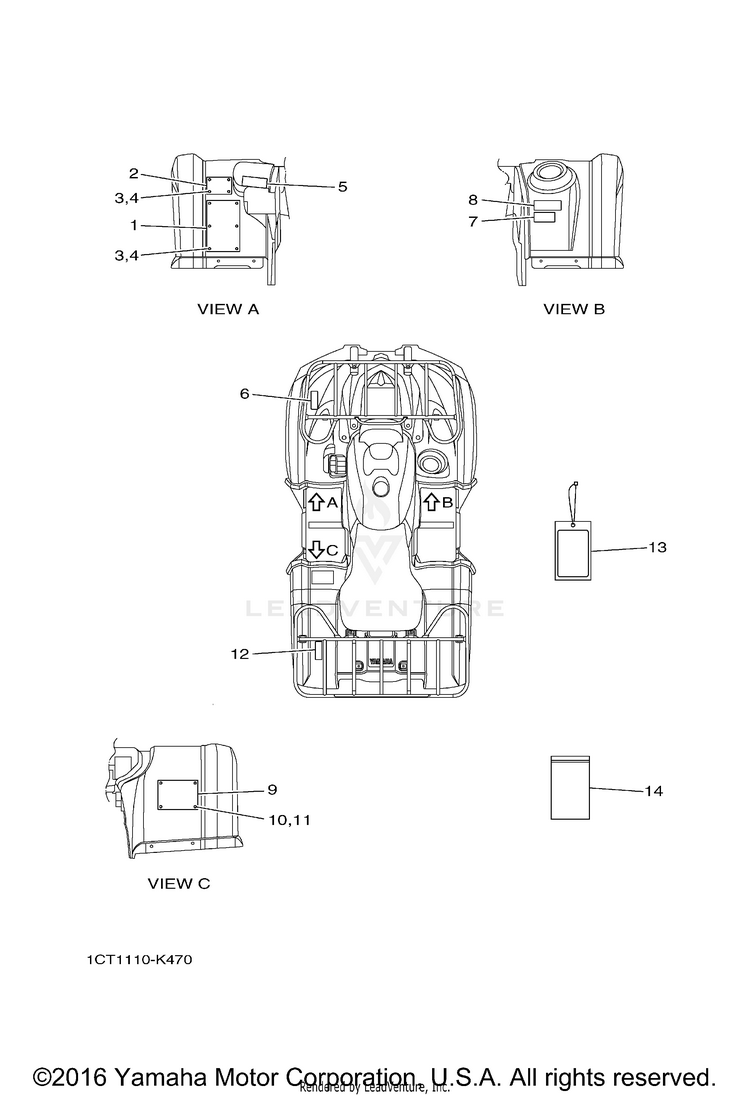 Emblem Label 1 GRIZZLY 450 4WD HUNTER - YFM45FGHB - 2012 Schematic