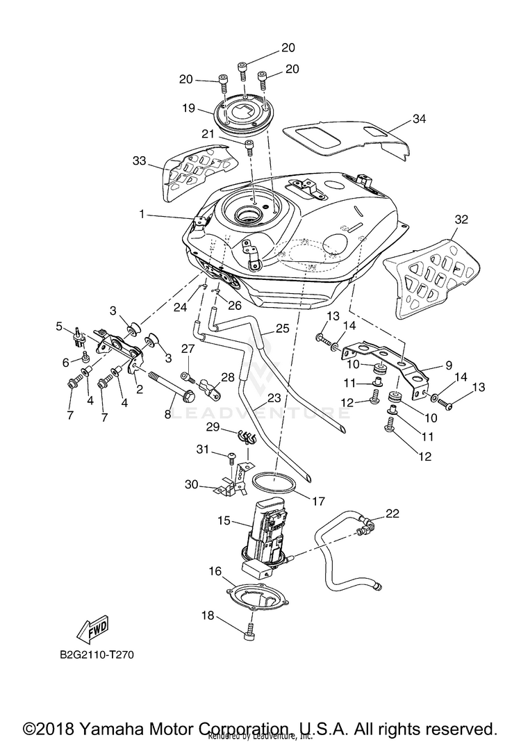 Fuel Tank XSR700 - XSR700JCL - 2018 Schematic