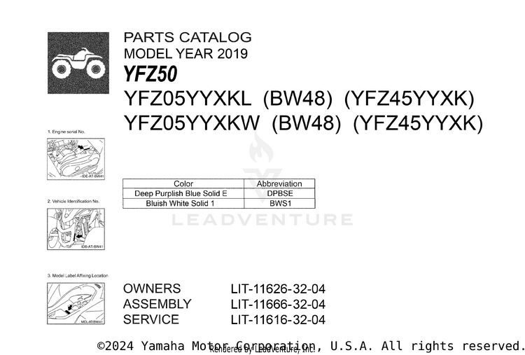 1 Title Page YFZ50 - YFZ05YYXKL - 2019 Schematic