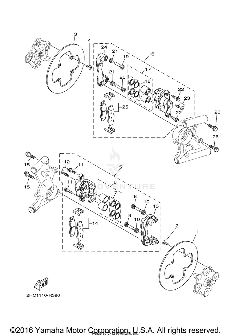 Rear Brake Caliper YXZ1000R EPS - YXZ10YMXHO - 2017 Schematic
