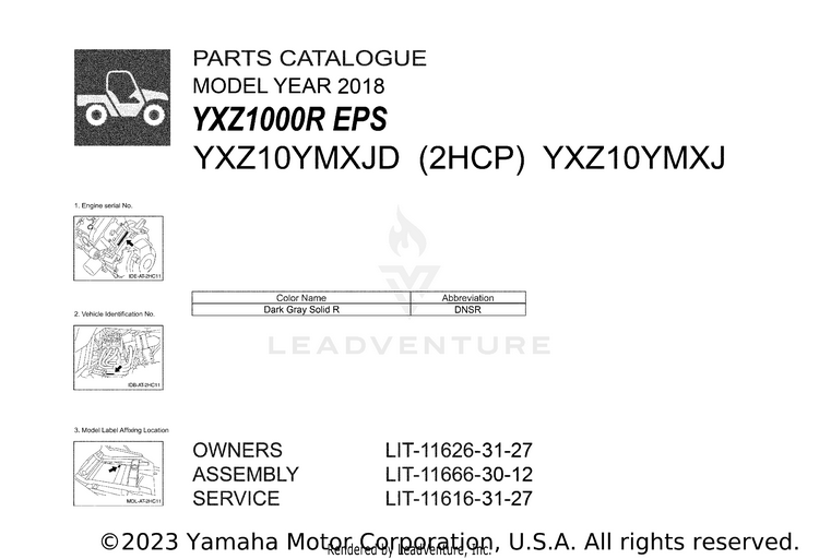1 Title Page YXZ1000R EPS - YXZ10YMXJD - 2018 Schematic