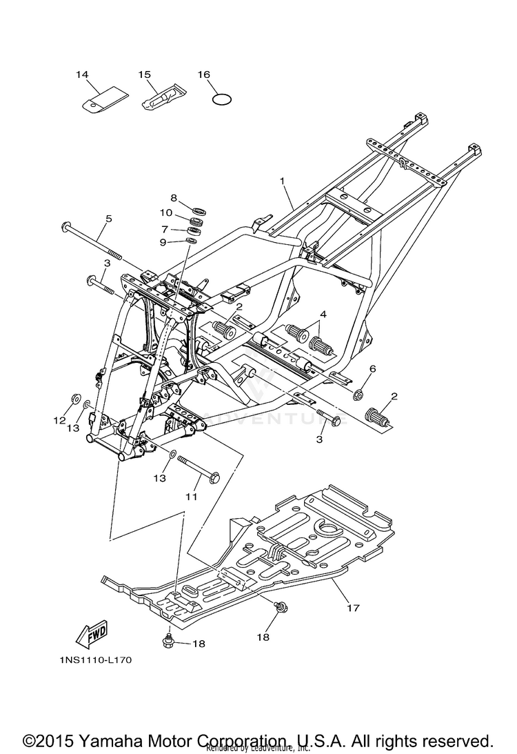 Frame GRIZZLY 350 4WD - YFM35FGDGR - 2013 Schematic