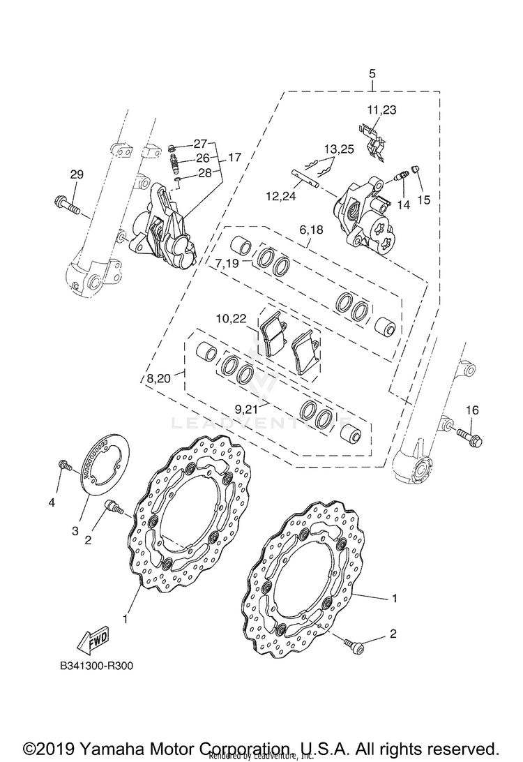 Front Brake Caliper XSR700 - XSR700JCGY - 2018 Schematic