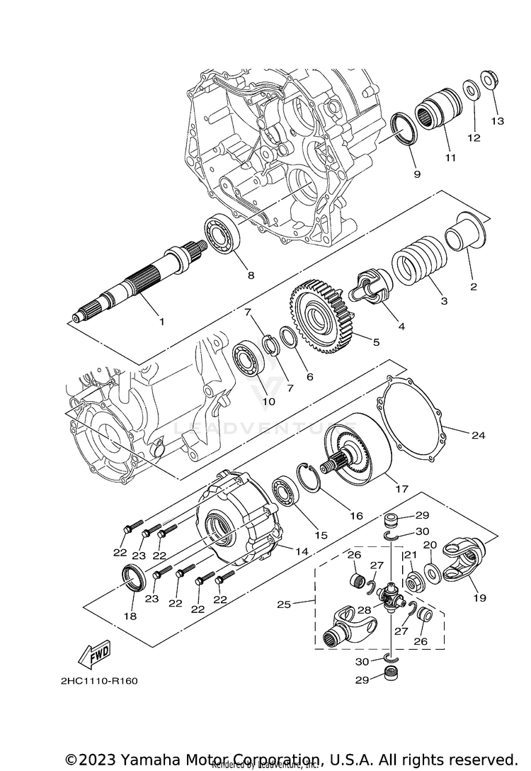 Middle Drive Gear YXZ1000R EPS SS SE - YXZ10YESJL - 2018 Schematic