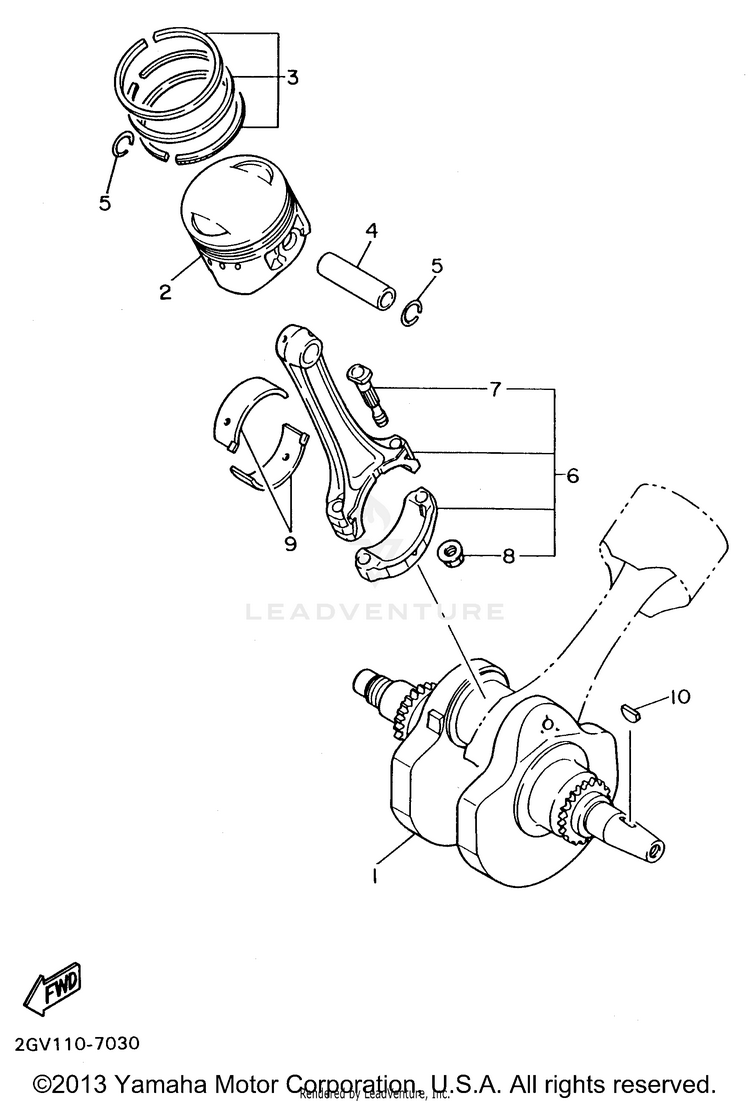 Crankshaft Piston VIRAGO 535 - XV535HC - 1996 Schematic