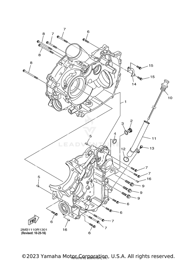 Crankcase WOLVERINE - YXE70WDBGG - 2016 Schematic