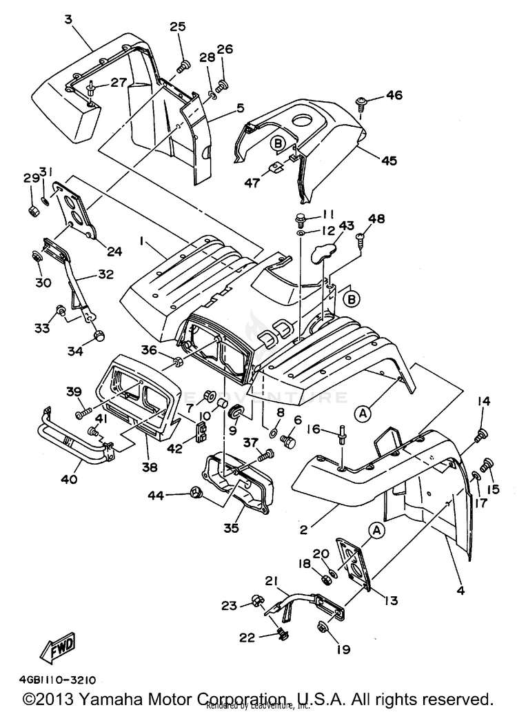 Front Fender KODIAK 4WD - YFM400FWF - 1994 Schematic
