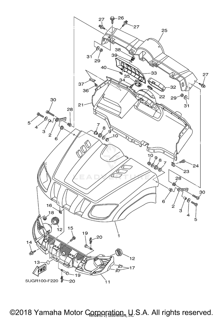 Front Fender RHINO 450 HUNTER - YXR45FHX - 2008 Schematic