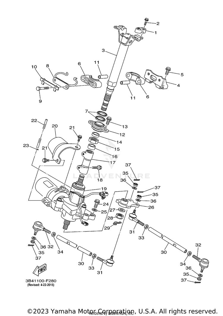 Steering GRIZZLY 700 DUCKS UNLIMTED EDITION - YFM7FGPDUX - 2008 Schematic