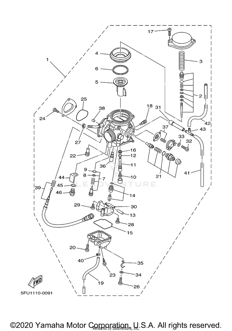 Carburetor BIG BEAR 2WD YFM400H - YFM400HN - 2001 Schematic