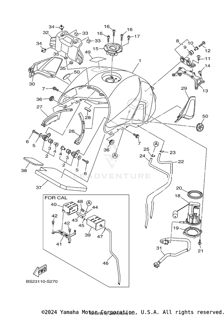 Fuel Tank FZ09 CA - FZ09HCR - 2017 Schematic