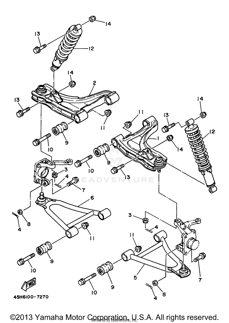Front Suspension Wheel KODIAK 4WD - YFM400FWJ - 1997 Schematic