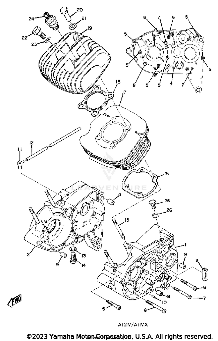 Crankcase - Cylinder AT2M - 1972 Schematic