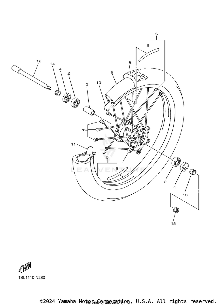 Front Wheel YZ450F - YZ450FFL - 2015 Schematic