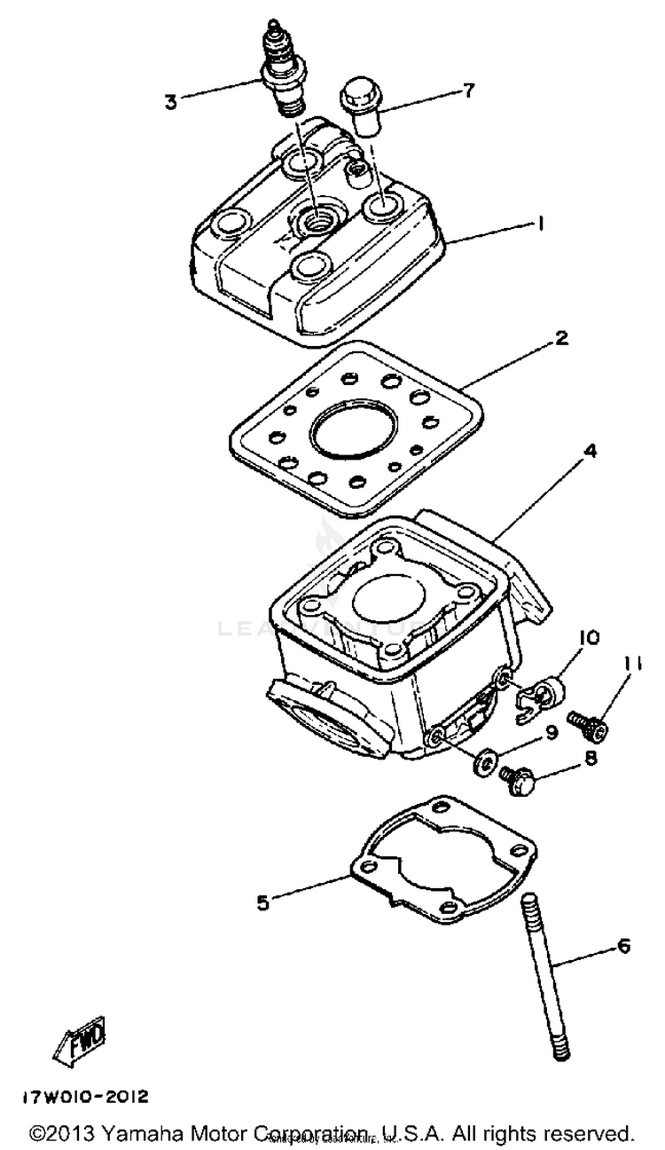 Cylinder Head - Cylinder ENDURO - DT50A - 1990 Schematic