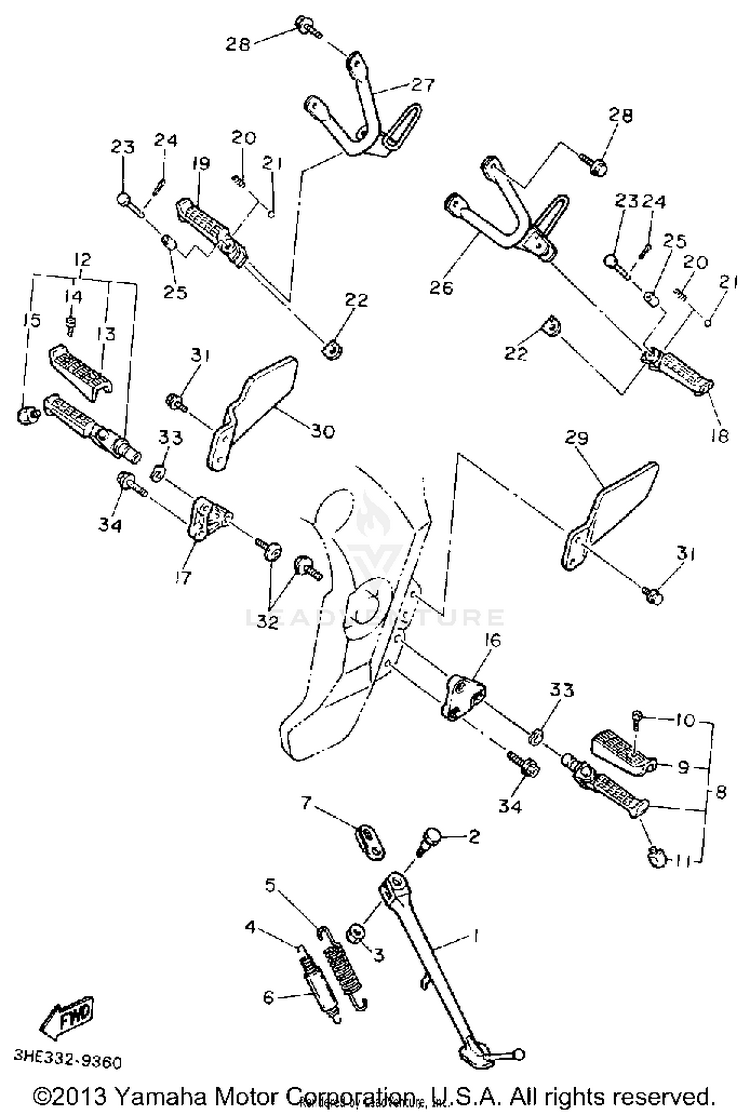 Stand Footrest FZR600RAC - 1990 Schematic