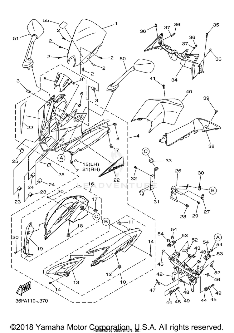 Cowling 1 FZ6R - FZ6RZCL - 2010 Schematic