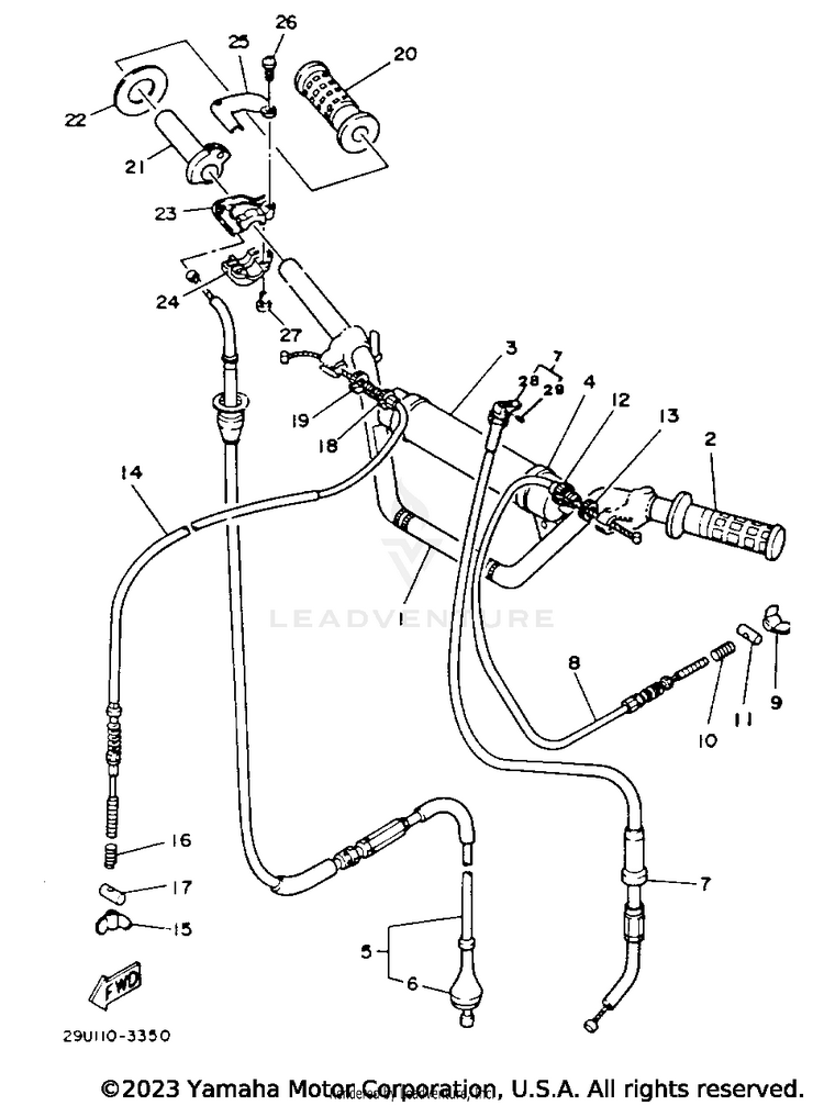 Handlebar - Cable (Ytm225dxk) Schematic
