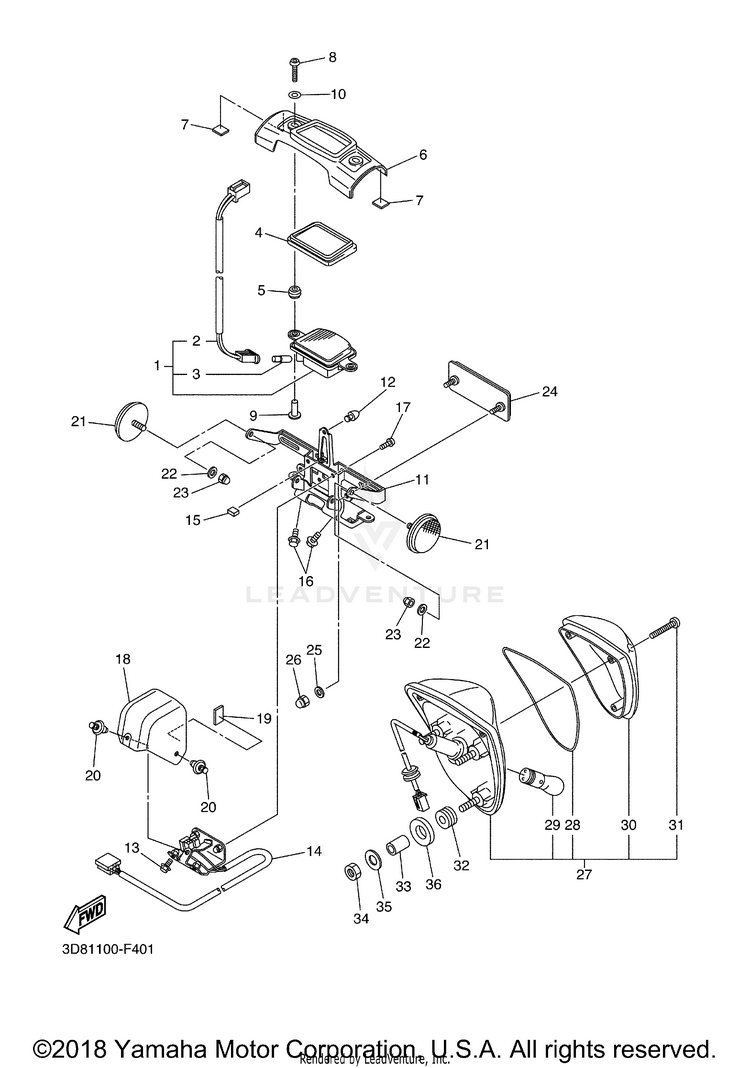 Taillight V STAR 1300 TOURER - XVS13CTXB - 2008 Schematic