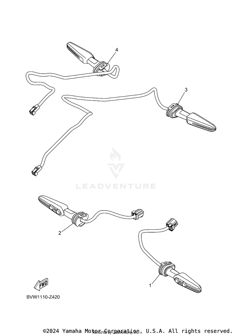 Flasher Light TENERE 700 - XTZ7RB - 2024 Schematic