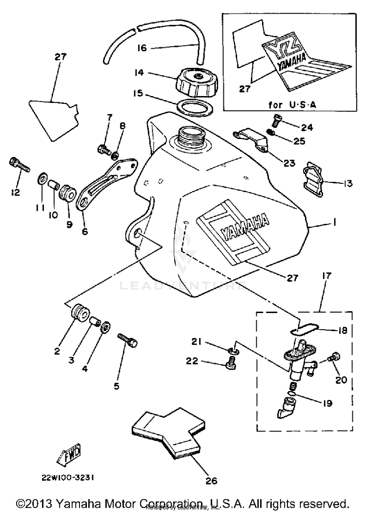 Fuel Tank YZ80 - YZ80L - 1999 Schematic