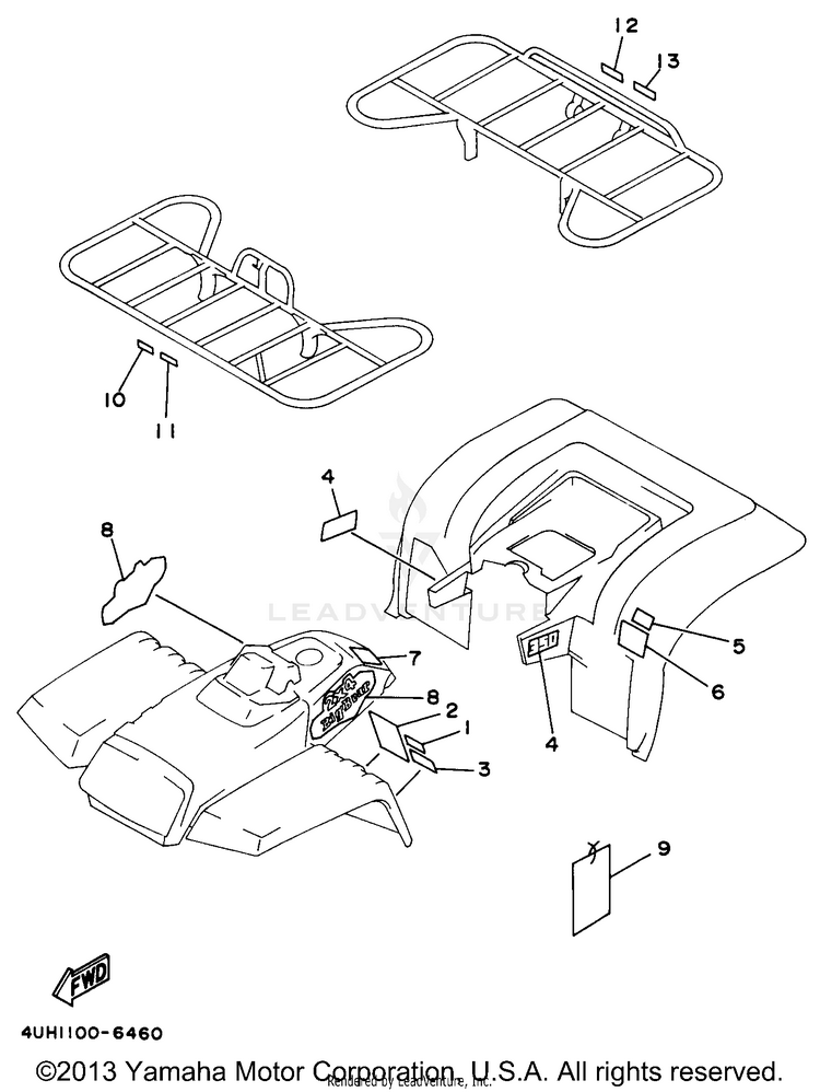 Emblem Label BIG BEAR 2WD - YFM350UH - 1996 Schematic