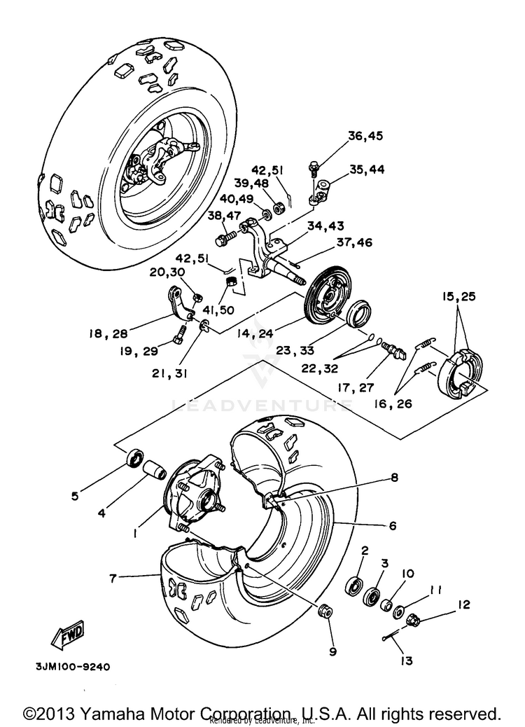 Front Wheel BLASTER - YFS200J - 1997 Schematic