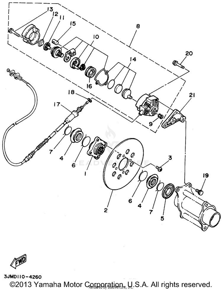 Rear Brake Caliper BLASTER - YFS200F - 1994 Schematic