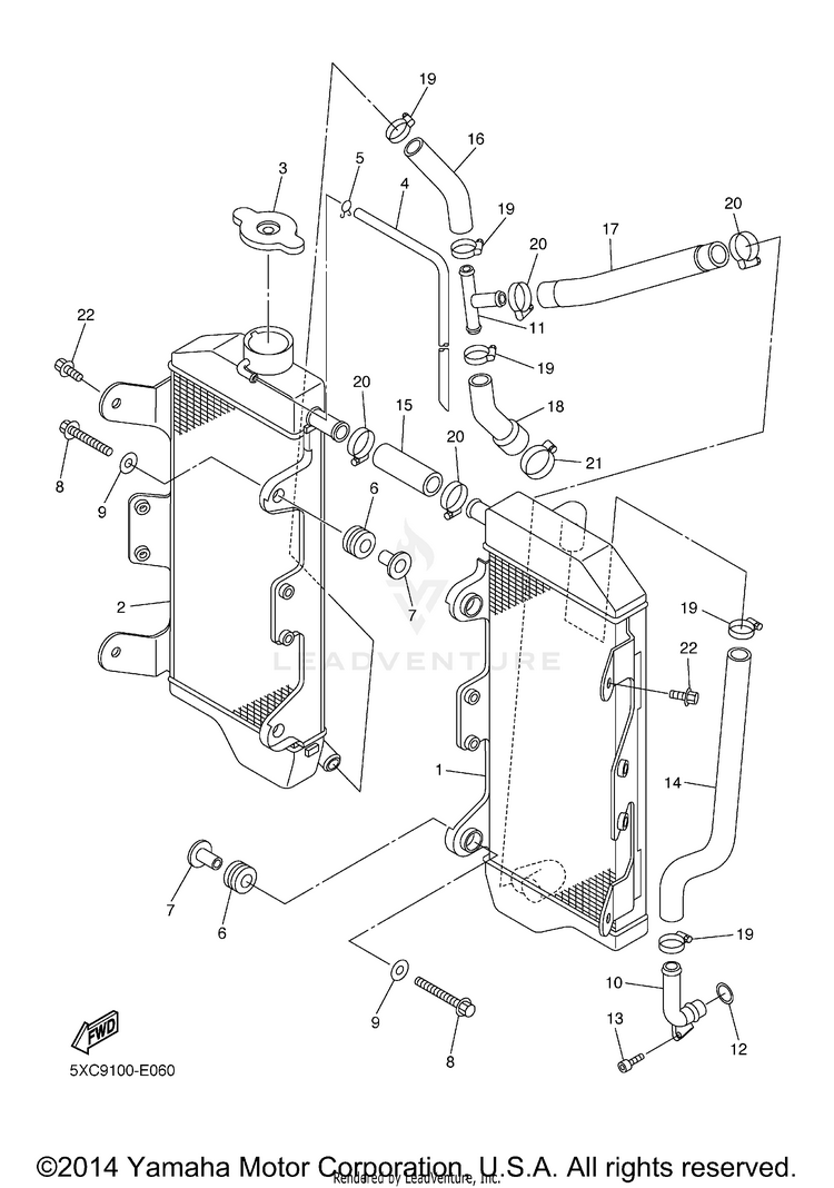 Radiator Hose YZ250F - YZ250FV - 2006 Schematic