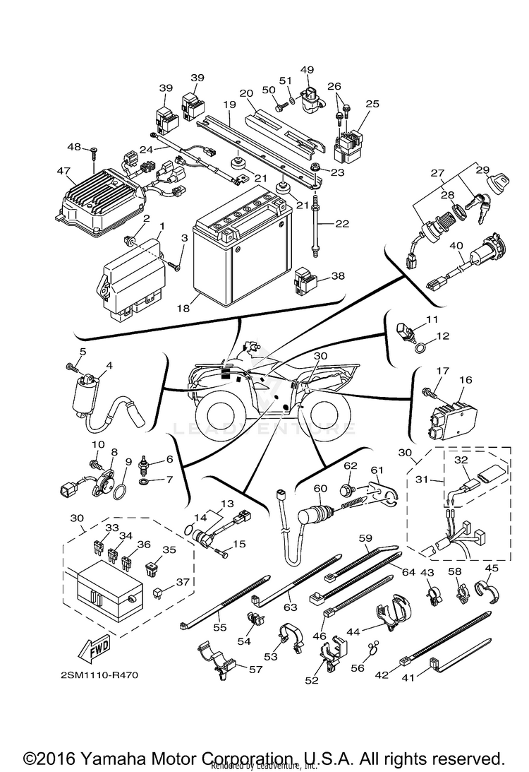 Electrical 1 KODIAK 700 EPS 4WD - YFM70KPXGG - 2016 Schematic