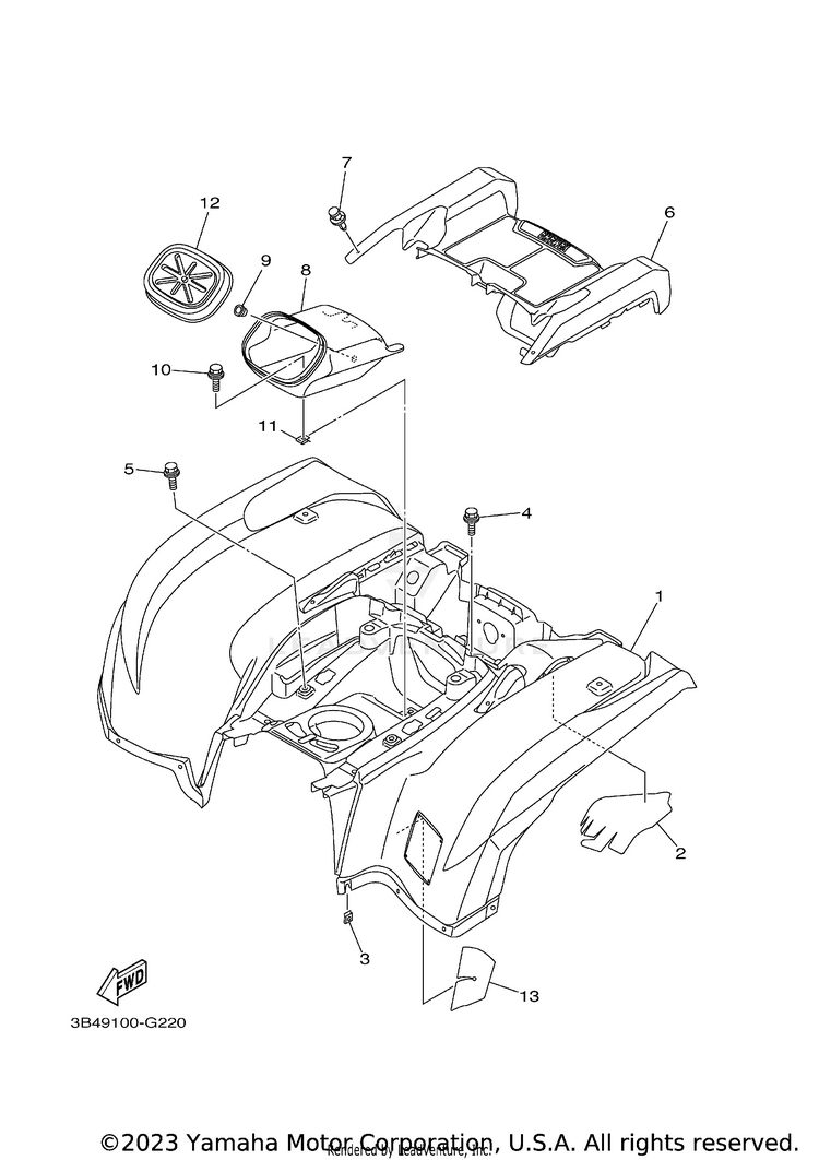 Rear Fender 700 FI  EPS 4WD SPECIAL EDITION - YFM7FGPSEZ - 2010 Schematic