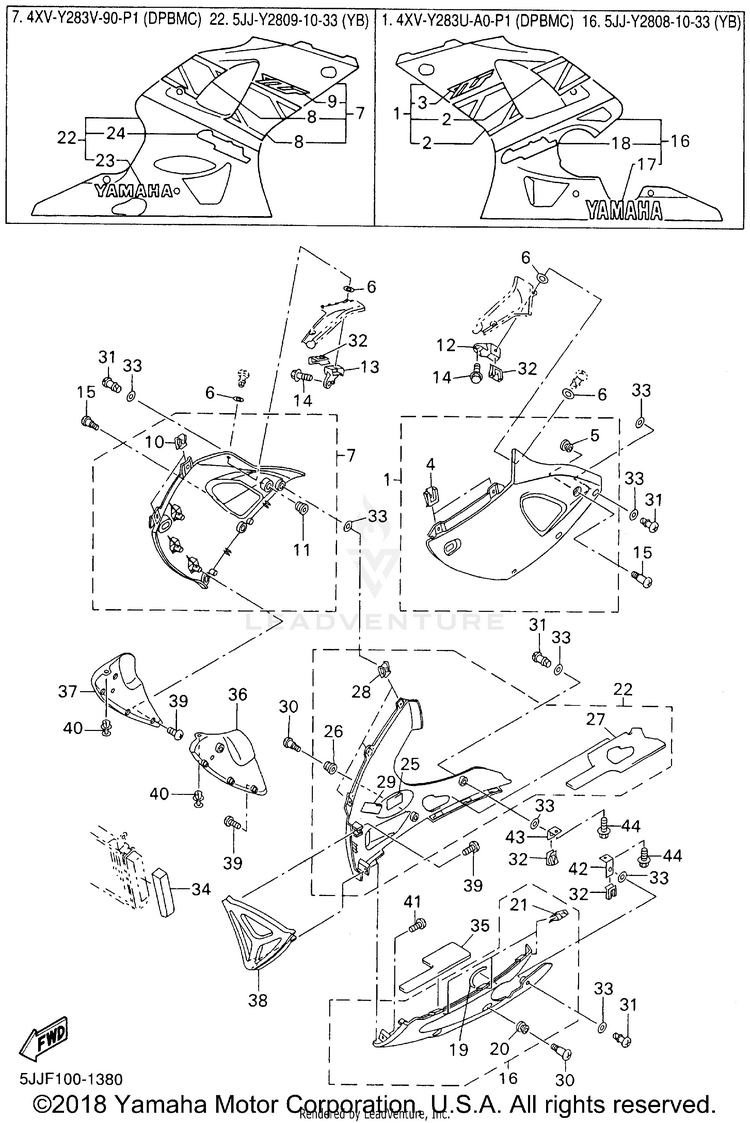 Cowling 2 YZFR1 - YZFR1SNC - 2001 Schematic