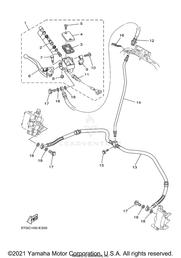 Front Master Cylinder YFZ450 SPECIAL EDITI - YFZ450SPV - 2006 Schematic