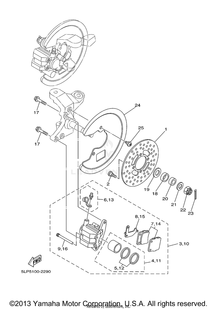 Front Brake Caliper RAPTOR  660R - YFM660RR - 2003 Schematic