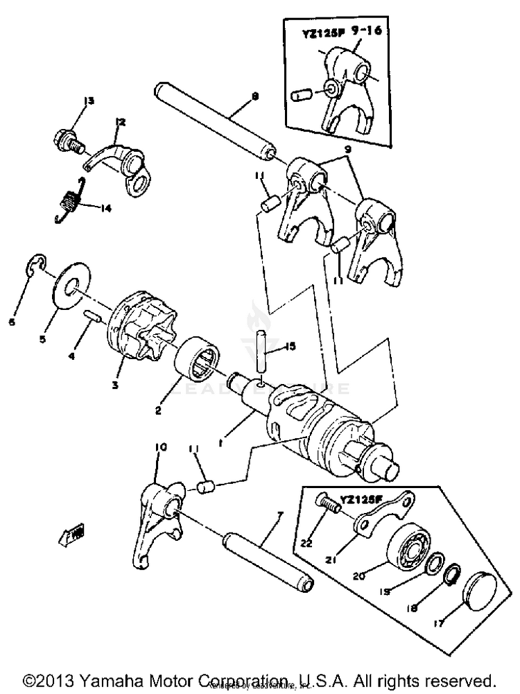 Shift Cam - Fork Yz125e - F Schematic
