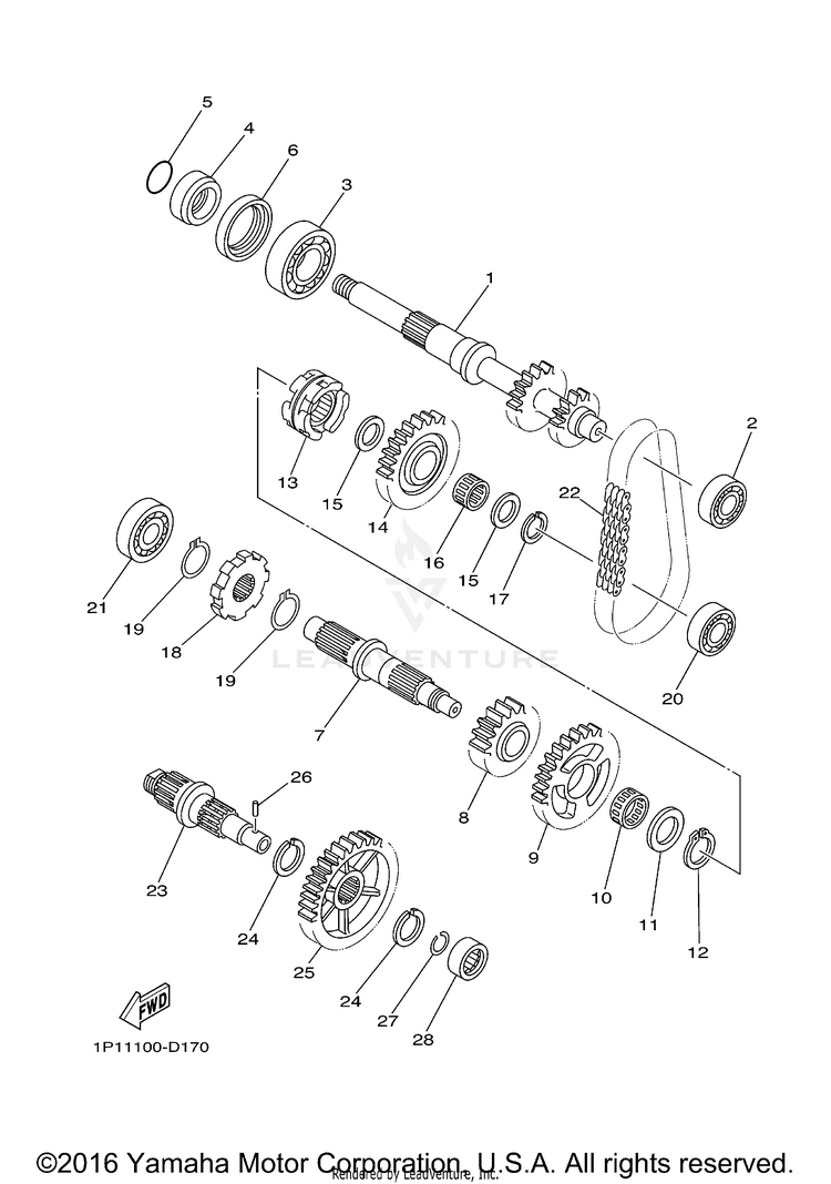 Transmission GRIZZLY 400 4WD - YFM4FGX - 2008 Schematic