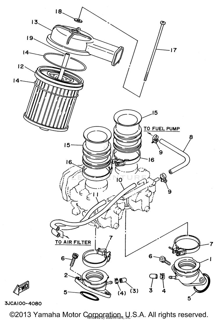 Intake VIRAGO 535 - XV535HC - 1996 Schematic